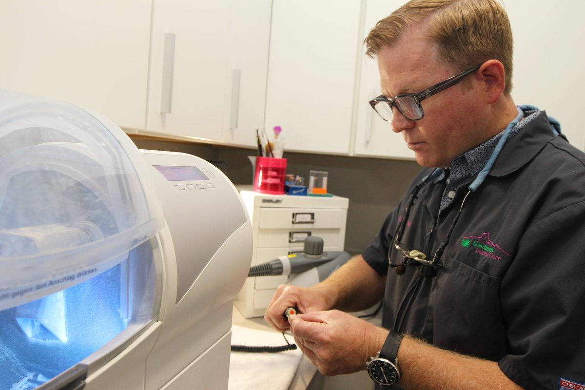 Dr. Brown at the CEREC mill