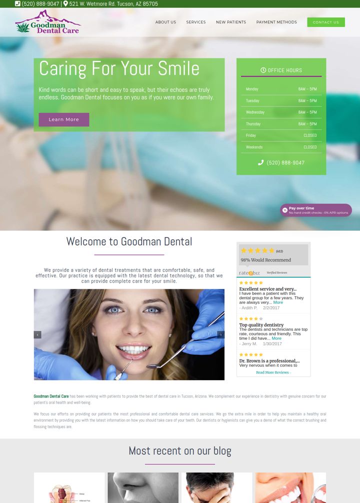 The current Goodman Dental Care website