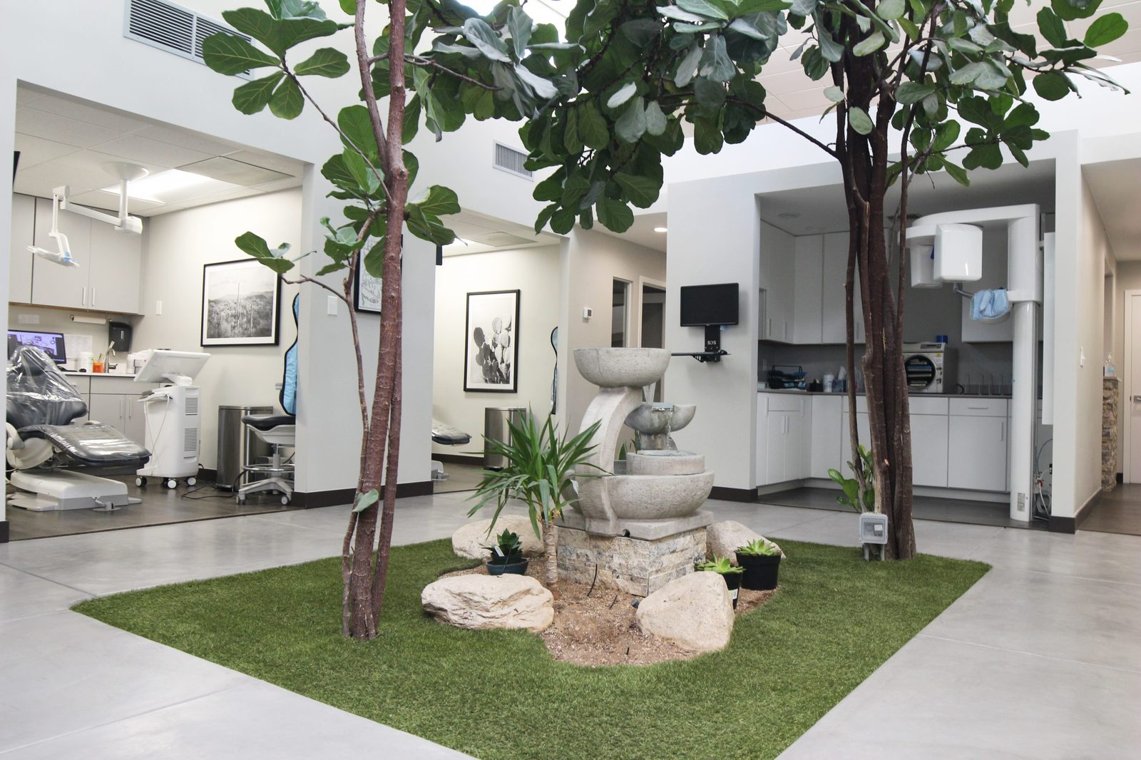 The indoor stone waterfall at Goodman Dental Care, Tucson